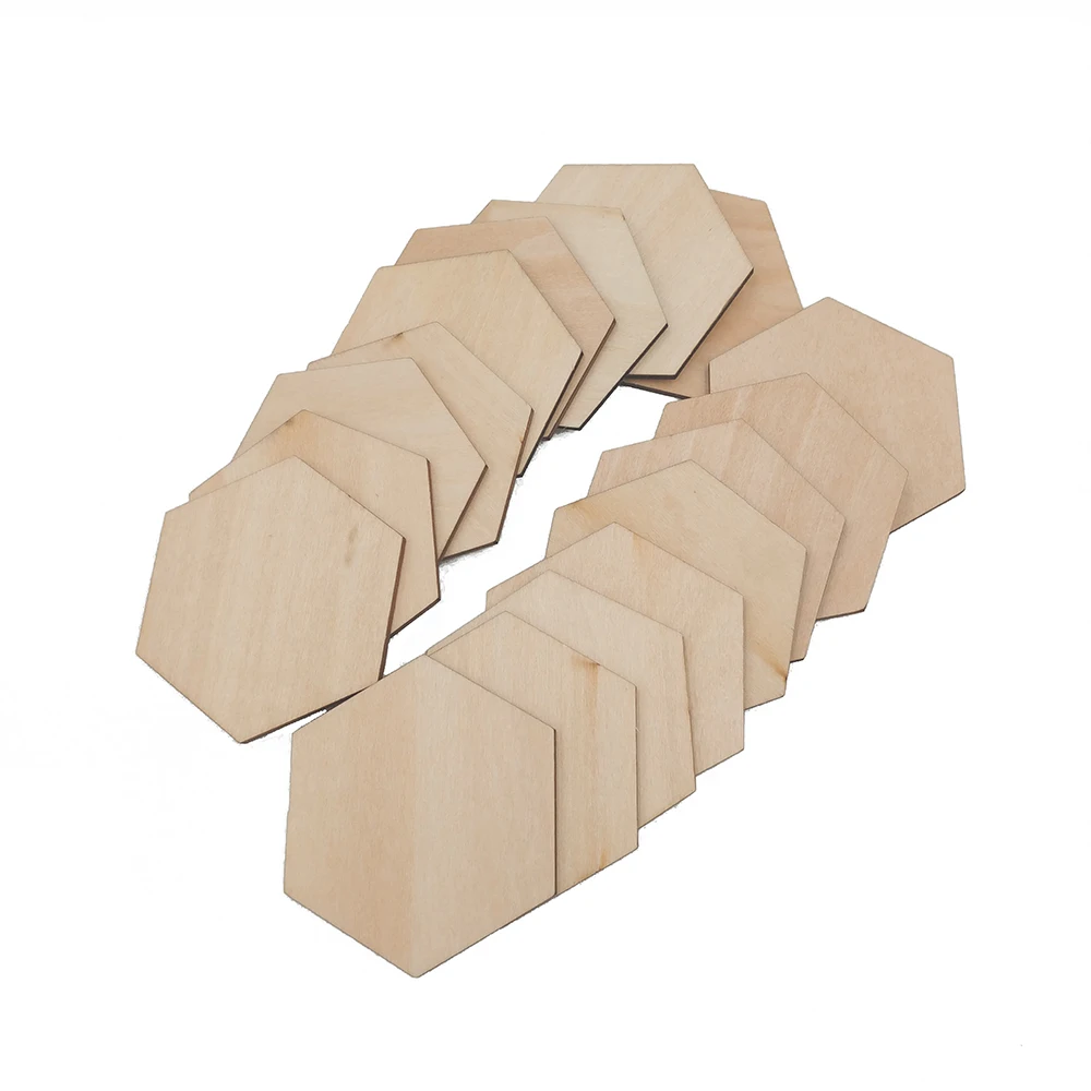 

100pcs 20mm 0.78inch Natural Wood Slices Unfinished Hexagon Wood Coins for Arts & Crafts Projects, Board Game Pieces, Ornaments