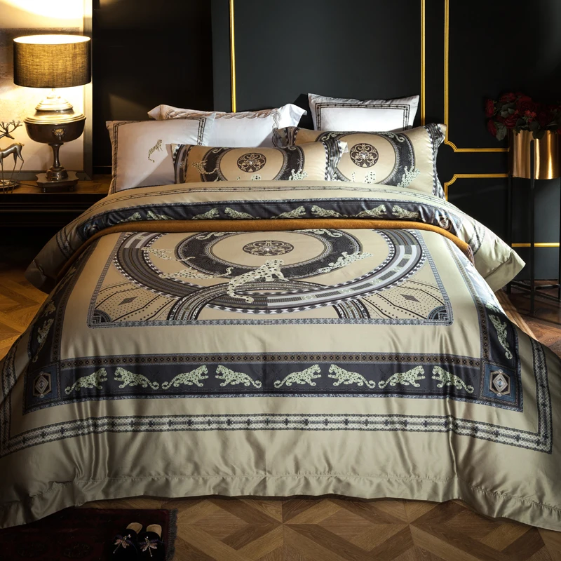 

4/6Pcs King Queen size Bohemia Luxury Royal Bedding Set 100S Egyptian Cotton Bed set Bed cover Duvet Cover Bed Sheet/linens set