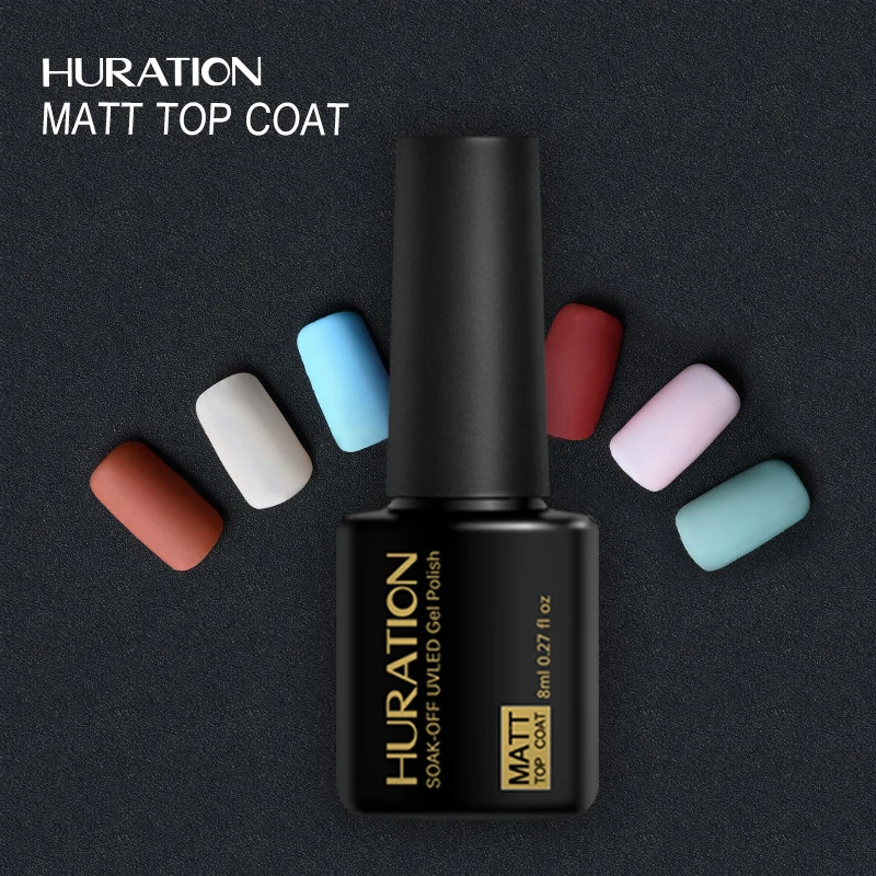 Huration Matt Top Coat Cleaning Soak Off UV Base Top Glue Matte Gel Nail Polish Vernis Semi
