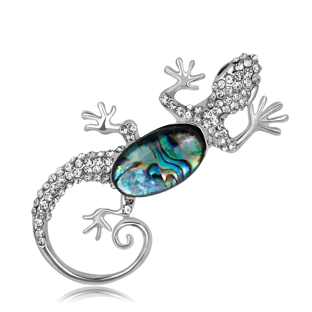 

Brooches Gecko High Quality Rhinestones Nature Shell Animal Gecko Brooches Pins Dropshipping Women 2019 Fashion Jewelry
