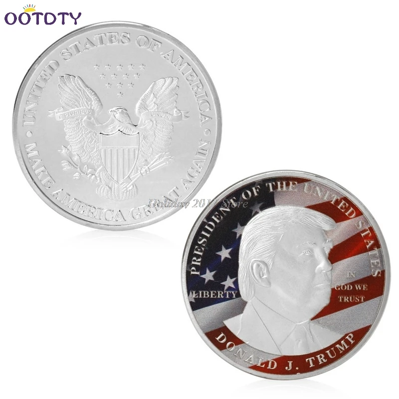 Silver Дональд Трамп снова сделает Америку великим, памятная монета, Jun19_25 - Цвет: Silver