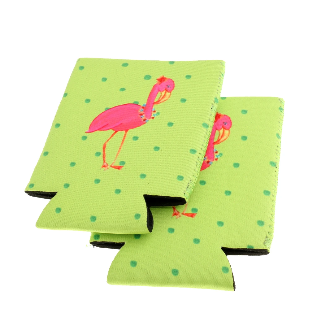 1 Pair Flamingo Stubby Beer Bottle Tin Can Cooler Sleeve Wedding Party Favor