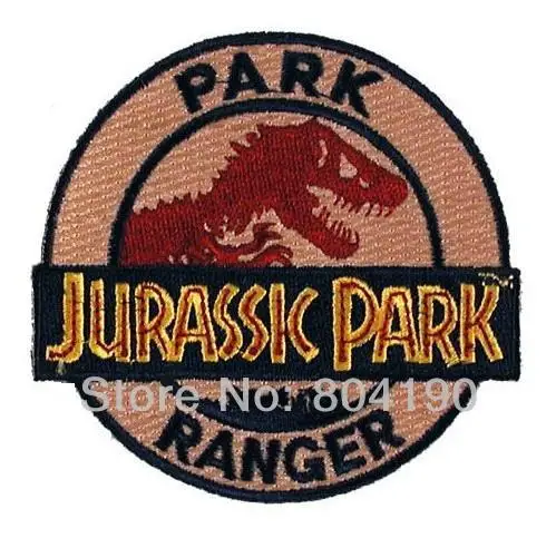 

Jurassic Park Ranger TV MOVIE Series Uniform punk rockabilly applique sew on/ iron on patch Wholesale Free Shipping