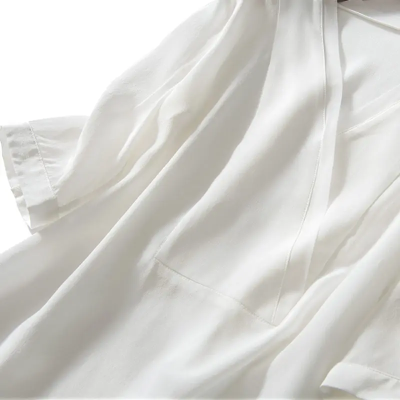 100% Heavy Silk Blouse V Neck 2 Colors Solid