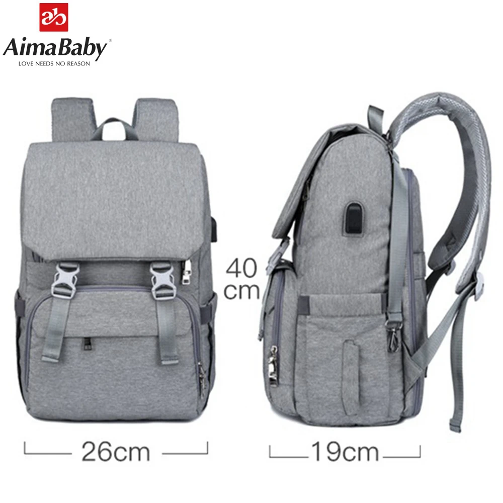  Bolsa de pañales para bebé con interfaz USB bolsa grande para pañales de bebé mochila de viaje para
