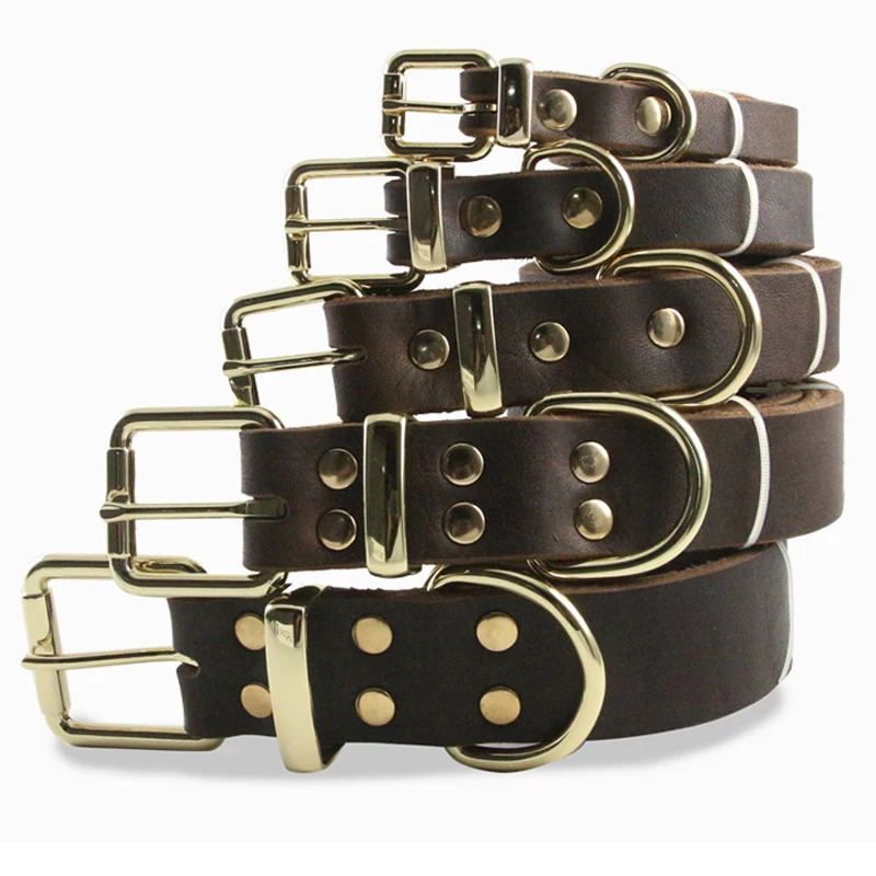 

Leather Cow Collars for Big Dogs Golden Retriever Bulldog Medium Large Animals Strong Sturdy Necklace Dogs Pets Accessories