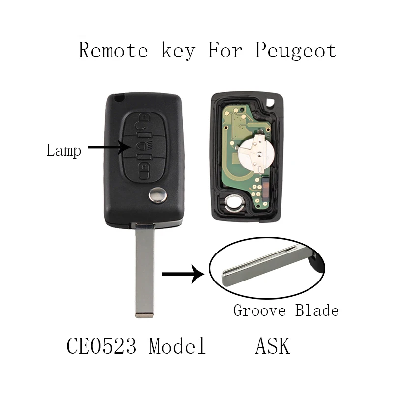 

3Button Remote Car key CE0523 model For PEUGEOT Car Partner 807 407 308 307 207 CC SW Original key ID46 Chip &HU83 Blade