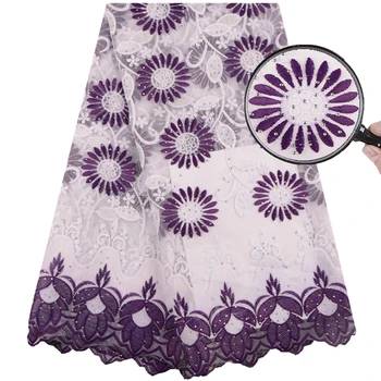 

2019 Latest French Nigerian Lace Fabric High Quality Tulle African Lace Fabric African Milk Silk Lace For Women Dress 1552