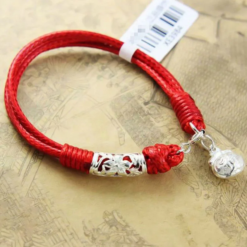 

La MaxZa 925 Sterling Silver Chinese Charm Woven Three Chain Red Rope Bracelets Thread Line String Follow Bracelets For Women