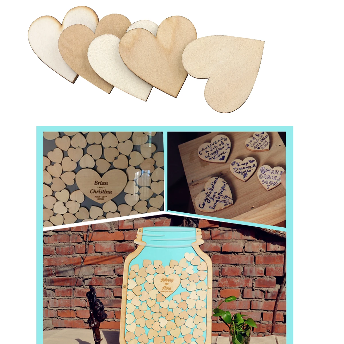50 шт 40 мм деревянная в форме сердца срезы бревна для поделок Свадебный дом декоративные настенные наклейки(цвет дерева