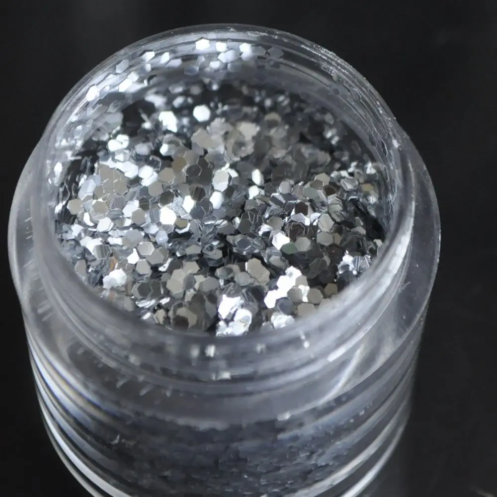 

Bling Silver Gray Color Hexagonal Nail Art FINE GLITTER Sequins DUST UV Gel Acrylic Nails DIY Accessory N07