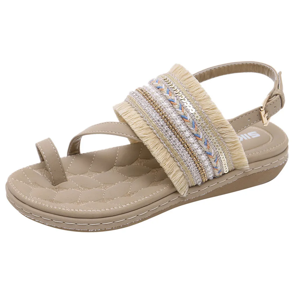 

Summer Sandals Women National Style Buckle Strap Flat Open Toe Breathable Sandals For Girls Bohemia Shoes Woman