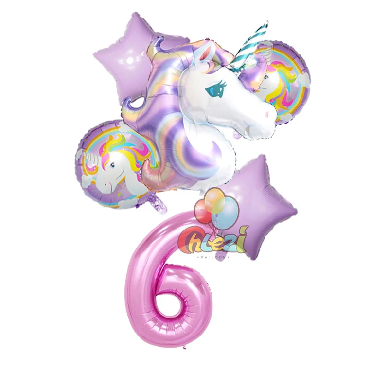 Light purple 6 6 шт. Единорог шар детский день рождения украшения игрушки юбилейные принадлежности Globos детский сад гелиевые надувные воздушные шары - Цвет: Light purple 6