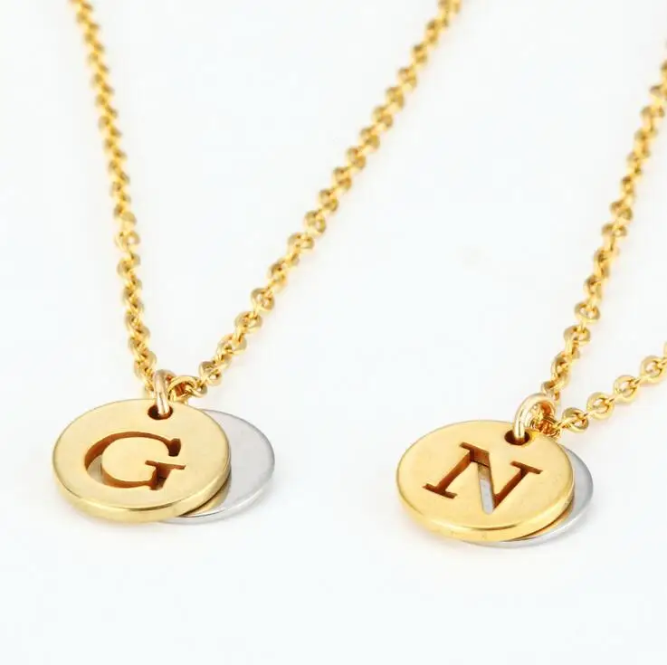 

High Quality Letter Design Capital Initial Necklace Women Men Jewelry silver/gold Stainless Steel Alphabet Letter Necklace