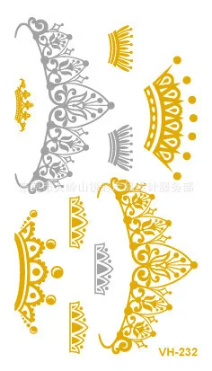 Disposable Flash Tattoos Silver Metalic Temporary Tattoo Gold and silver Necklace Imperial crown stickers LH892 | Красота и здоровье