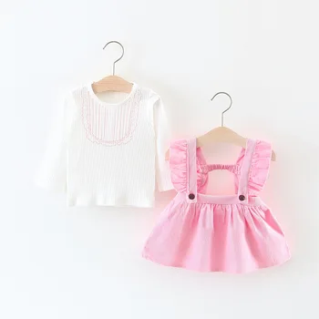 

Children'S Suit For Kids Girls Fashion Dress Sets Infant Garment Toddler Shirts+ Dress Two Sets Spring Princess Clothes