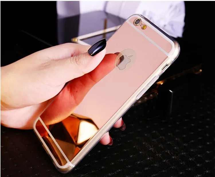 Ретро Роскошный прозрачный TPU рамки Bling зеркальная крышка для Iphone 6 6 S плюс цвета: золотистый, Серебристый Супер тонкий гибкий мягкий чехол для Iphone6S 5,5