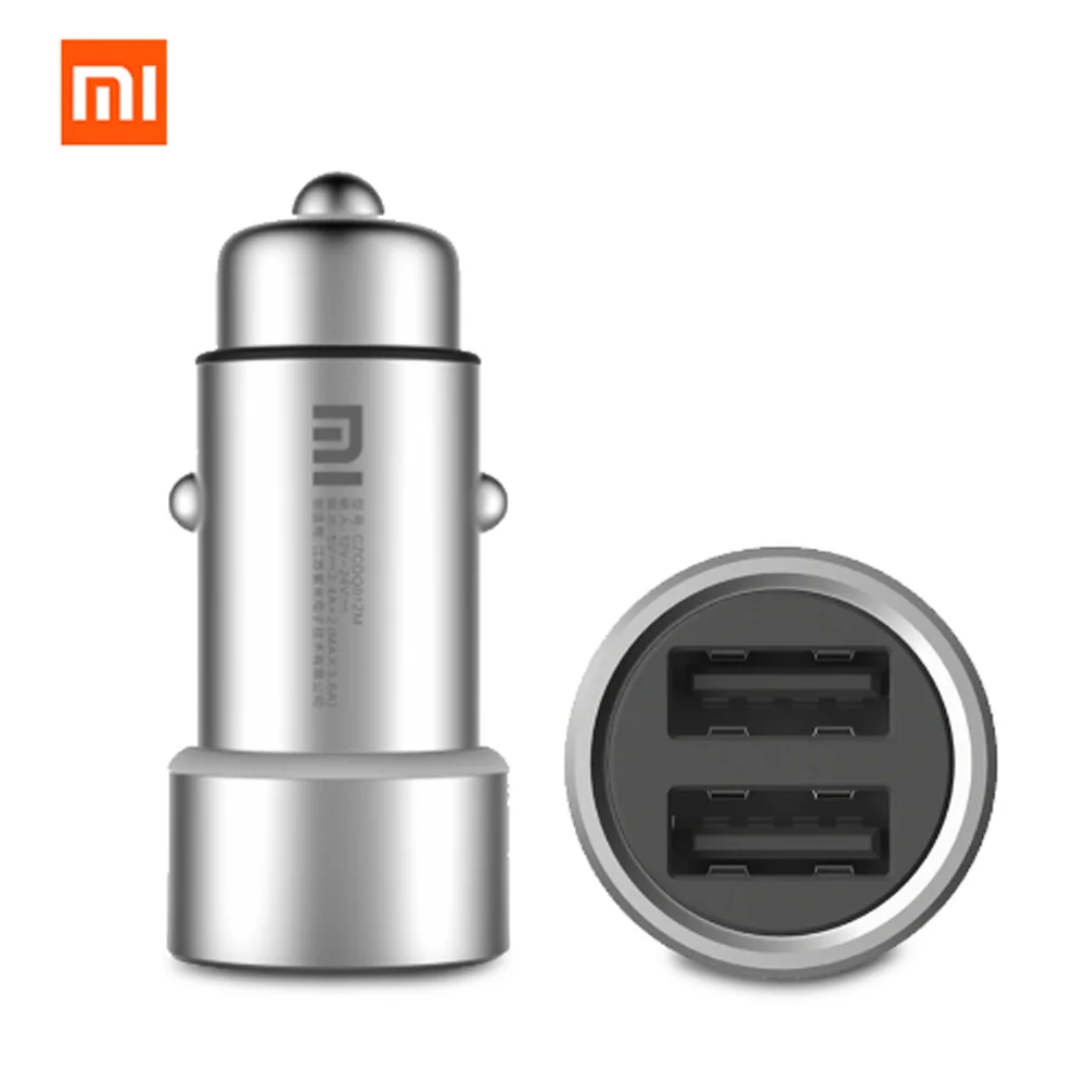 Xiaomi Mi, автомобильное зарядное устройство, двойной USB, Макс., 5 В/А, металлический стиль, мобильный телефон, дорожный адаптер, прикуриватель, металлическое автомобильное зарядное устройство