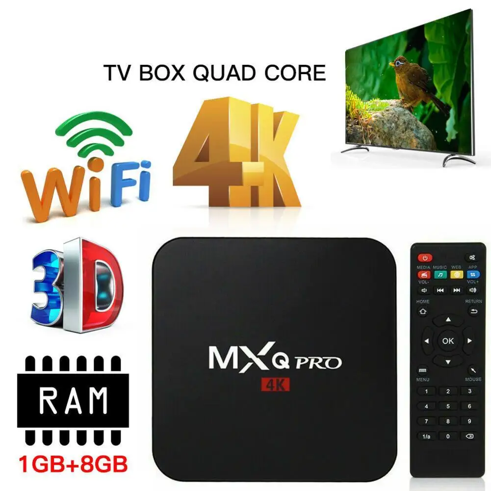 

New MXQ PRO Android 8.1 TV BOX 1G 8G Amlogic S905W Quad Core Suppot H.265 UHD 4K 2.4GHz WiFi Set-top box Better X96mini