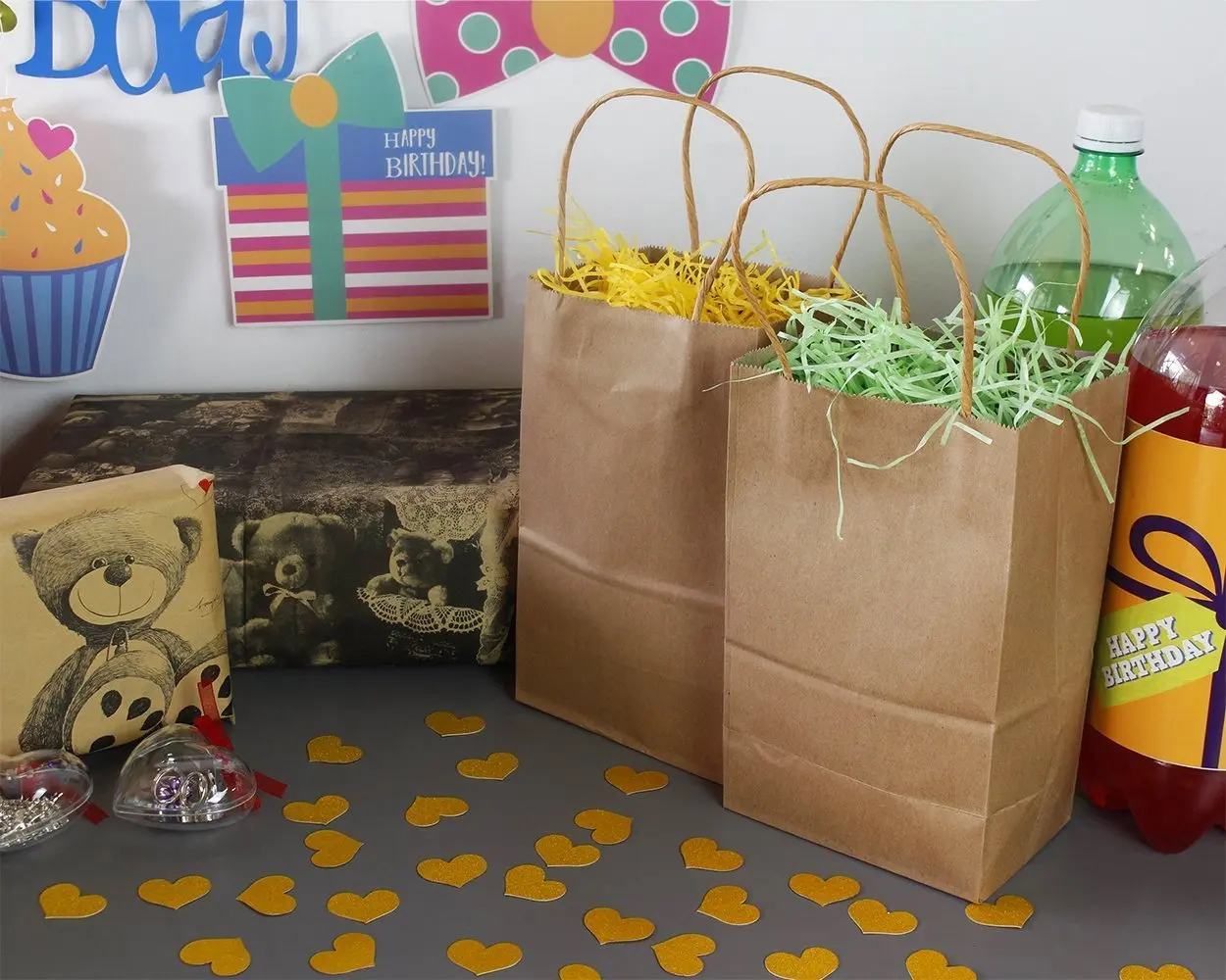 FANLUS коричневая крафт-сумка, подарок на день рождения, подарочный набор сумок из крафт-бумаги с ручками для покупок, розничной торговли и товаров