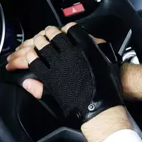 ของแท้หนัง Semi-Finger Men ถุงมือ Sheepskin แนวโน้มแฟชั่น Patchwork ขับรถถุงมือหนัง 2019 ใหม่ TB03