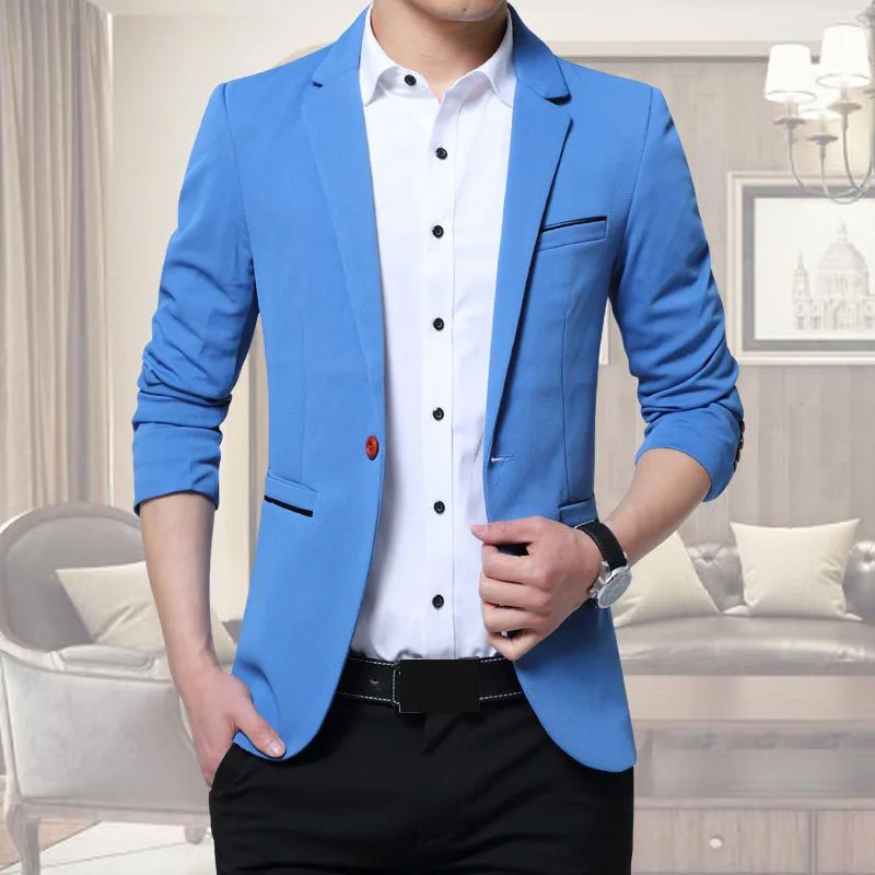 Men's Casual Slim One Button Suit Blazer Fashion New Stylish Formal Coat Jacket Tops Slim Fitted Male Fashion Blazers