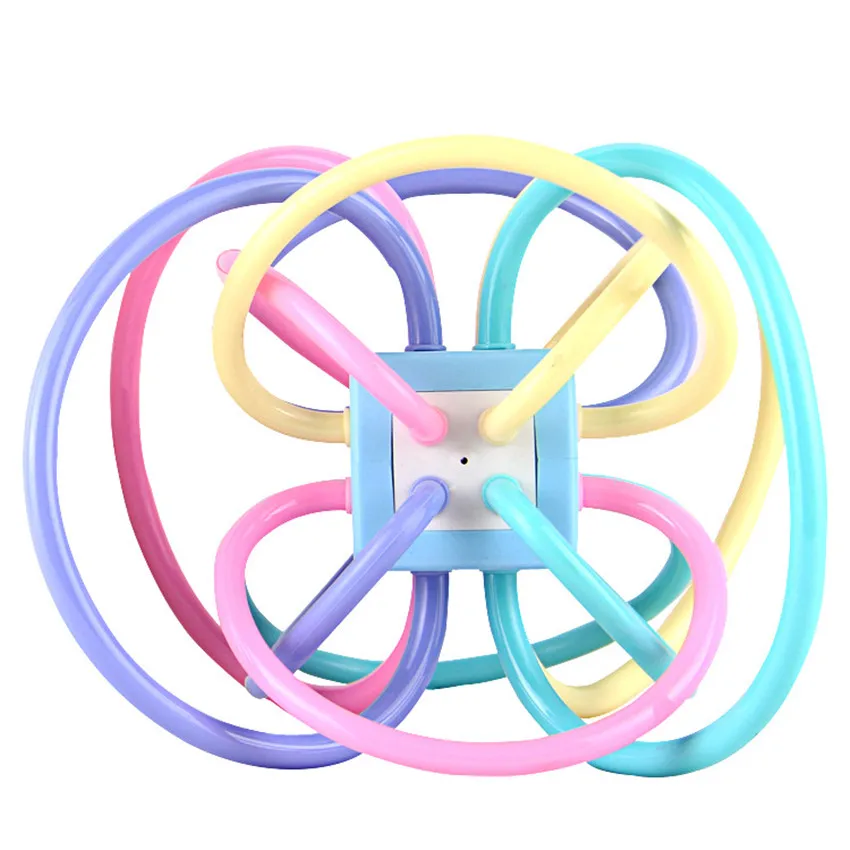 

Safety Silicone Biting Teething Teether Balls Ring Fun Rattle Toys for Baby Newborn Baby Products Teething Toys Baby Accessories