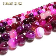 Luoman xiari часы Natural, круглые, Роза красная полосчатый Агат камень бусины для самостоятельного изготовления ювелирных изделий браслет Материал 4/6/8/10/12 мм 15''