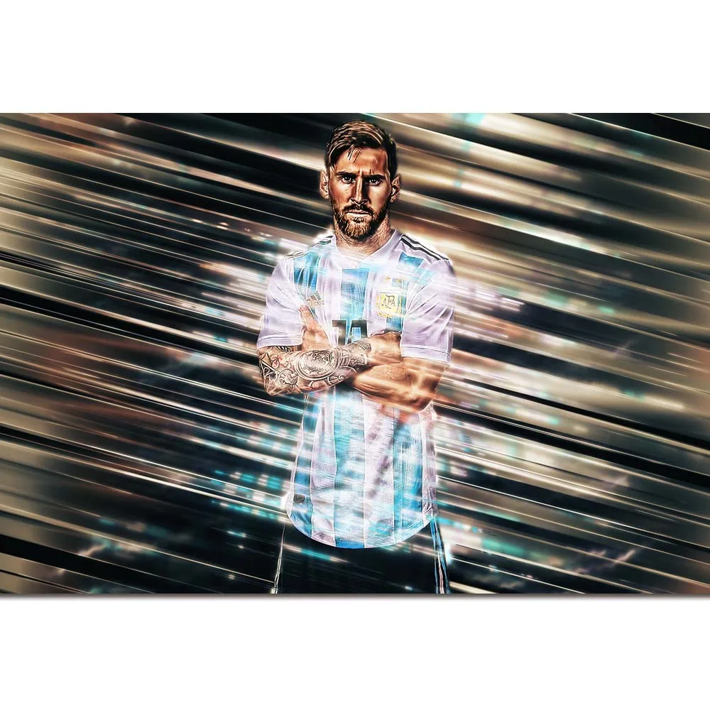 

Messi Poster Art Silk Fabric Prints 24*36 inch Football Star Wall Pictures for Home Bedroom Decoration