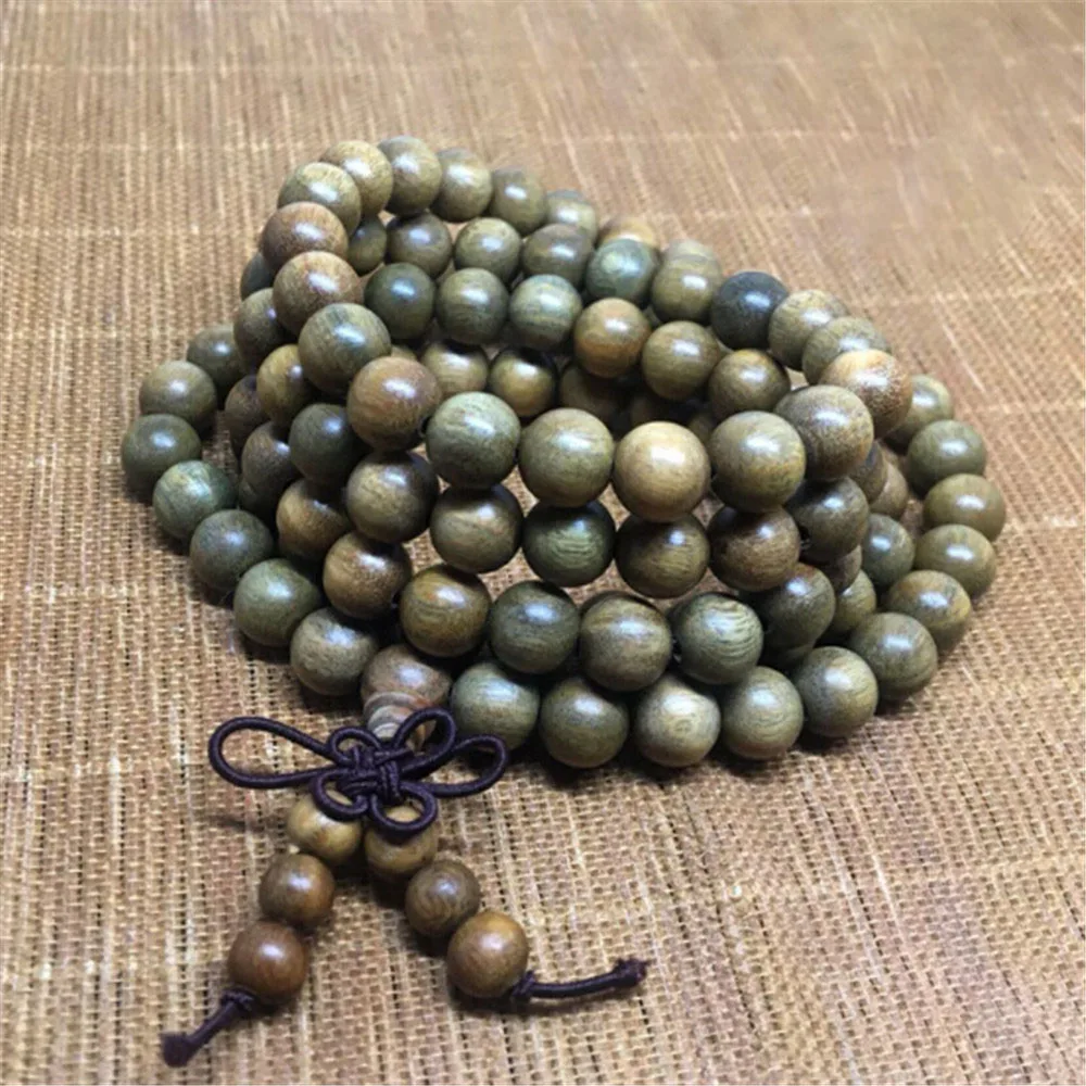 

Wholesale 6/8mm Natural Fragrant Green Sandalwood Buddhist 108 Mala Beads Bracelet Fashion Men or Women's Prayer Healing Jewelry