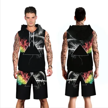 

Men Sport Suit Large Size 3XL Fitness Set vest+shorts Gym Training Sportsuits 2018 New Summer Running Sets