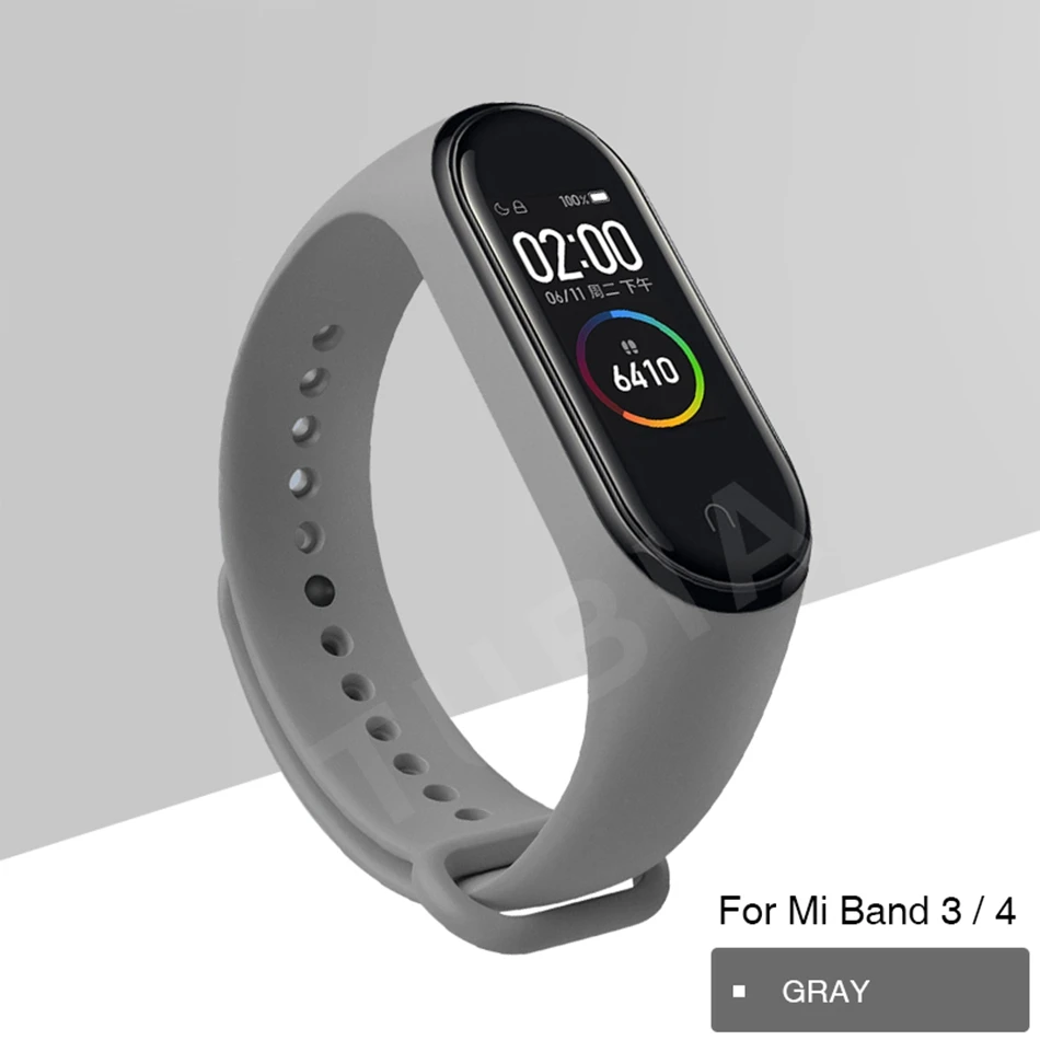 Mi Band 4 3 ремешок на запястье для Xiaomi Mi Band 3 4 Браслет Силиконовый Miband 3 4 NFC Correa аксессуары Smart Mi4 протектор - Цвет: gray L