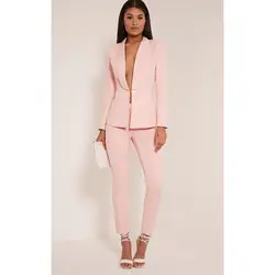 Новый светло-розовый модные женские деловые костюмы женские Элегантные Формальные Брюки Костюмы для свадьбы женских брюк костюмы на заказ