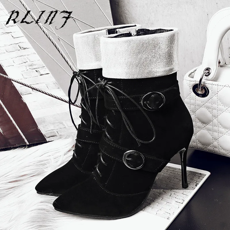 rot Gefesselt Burgund Frauen Spitzen Rlinf Schwarzes Neue Stiefeletten Stiefel Booties YzwnSq4