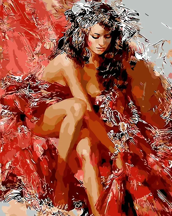 

Women with Frame Abstract Painting by numbers wall decor Diy picture oil painting on canvas for home decor coloring by number