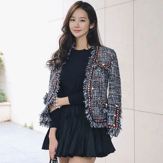 ZAWFL High Quality Tweed Jacket Ladies 2017 Runway Coat