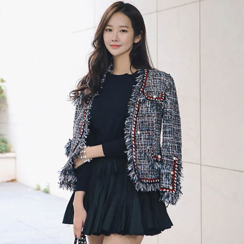 

ZAWFL High Quality Tweed Jacket Ladies 2019 Runway Coat Spring Autumn Women Tweed Jackets Coats