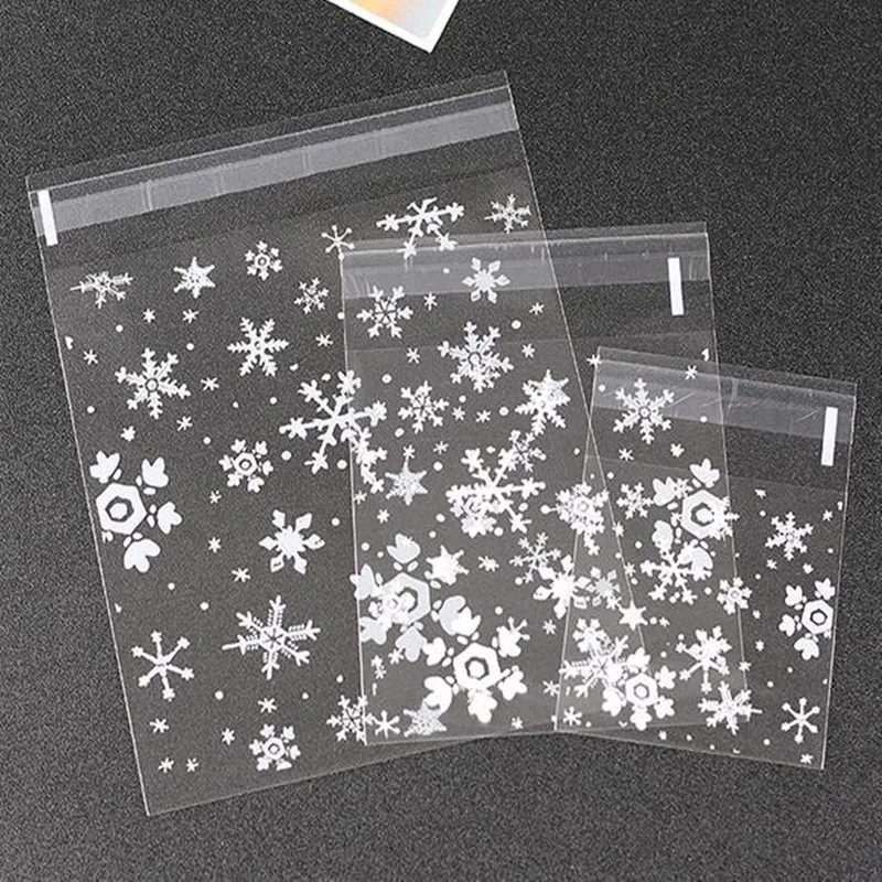 4 Pattern Clear Cookies Resealable Bag Gift Candy Food Beans Cookie Handmade Self Adhesive Packing Bags 3 Sizes PP031801