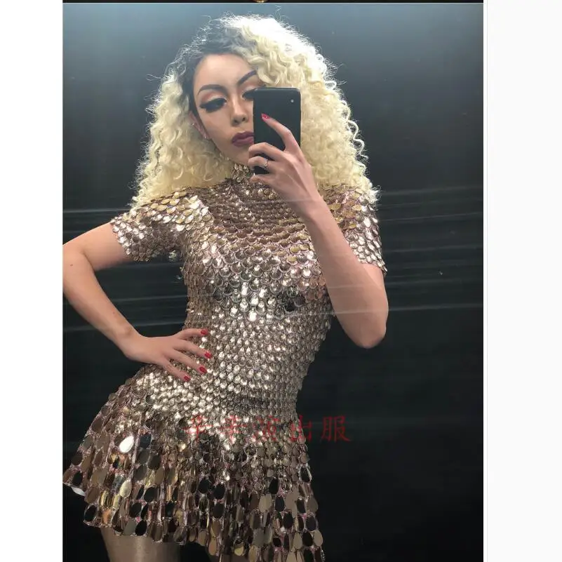 

New Nightclub Modern Dance Dresses Bar Girl Dj Ds Sequined Dress Adult Dancer Singer Stage Costume Women Sexy One-piece Dress