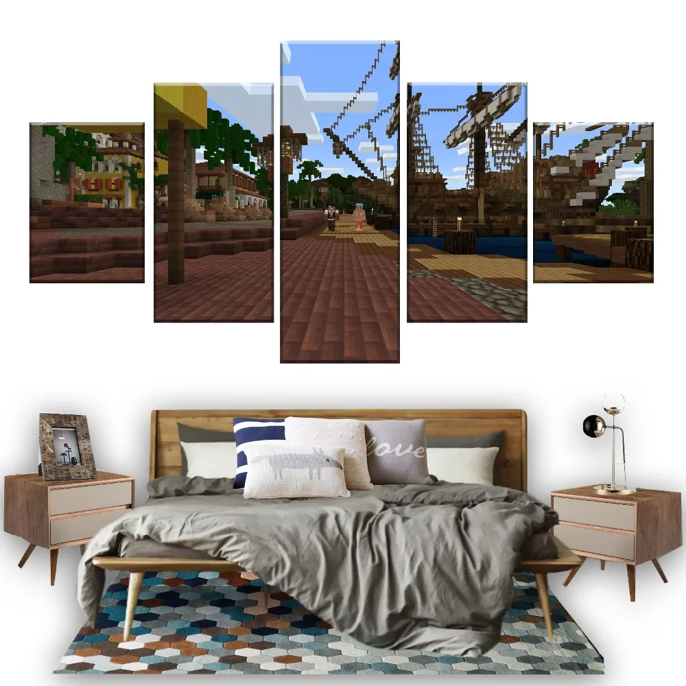 

Wall Art Photos Minecraft In Battlefield Canvas Painting On Canvas Home Decor Print Picture Canvas Unframed 5 Pieces/Set