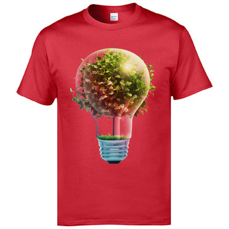 Tree in The Lamp T Shirt Family Round Collar Normal Short Sleeve Pure Cotton Young Top T-shirts Casual Tops Shirts Tree in The Lamp red