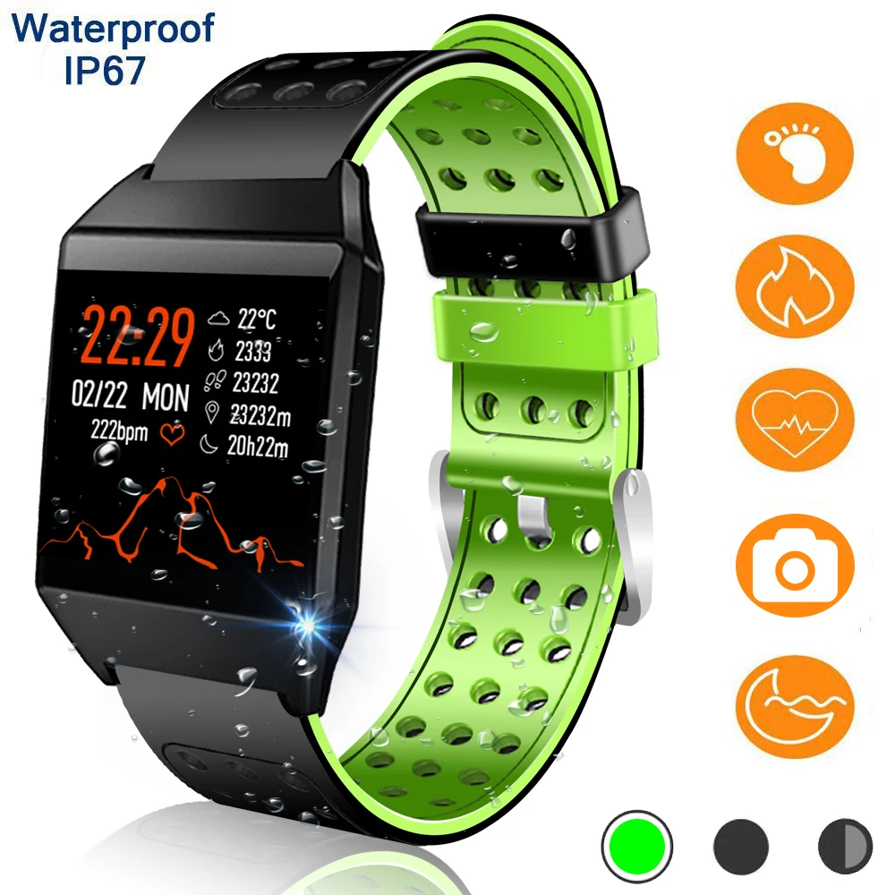 2019 New IP67 Smart Fitness Wristband Bracelet Heart Rate Monitor Waterproof with Blood Pressure Pedometer Color Screen Watch