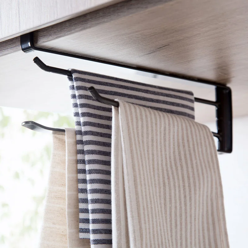 

Kitchen Cupboard Rotating Towel Rack Rag Holder Washing Cloth Draining Organizer Shelf Spatula Spoon Storage Rack