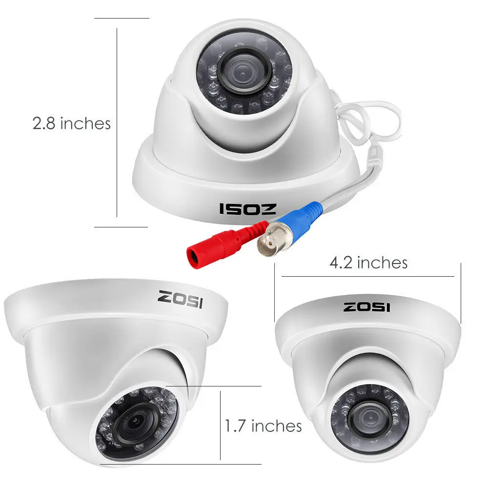 ZOSI 1080P HD-TVI 2.0MP CCTV купольная камера домашняя система безопасности 65ft ночное видение водонепроницаемый для 1080P HD-TVI DVR система s