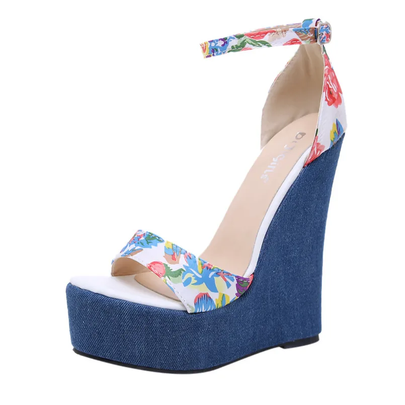 

Women Summer Women's Fashion Casual Roma Solid Buckle Platform High Heel Shoes Wedges Sandals Luxury Shoes Women Designers #A