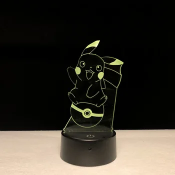 

Cartoon Figure Pokemon Game Pikachu Ball Toy 3D Lamp USB LED Night Light Illusion Mood Lighting Home Deocr Children Gift Kid