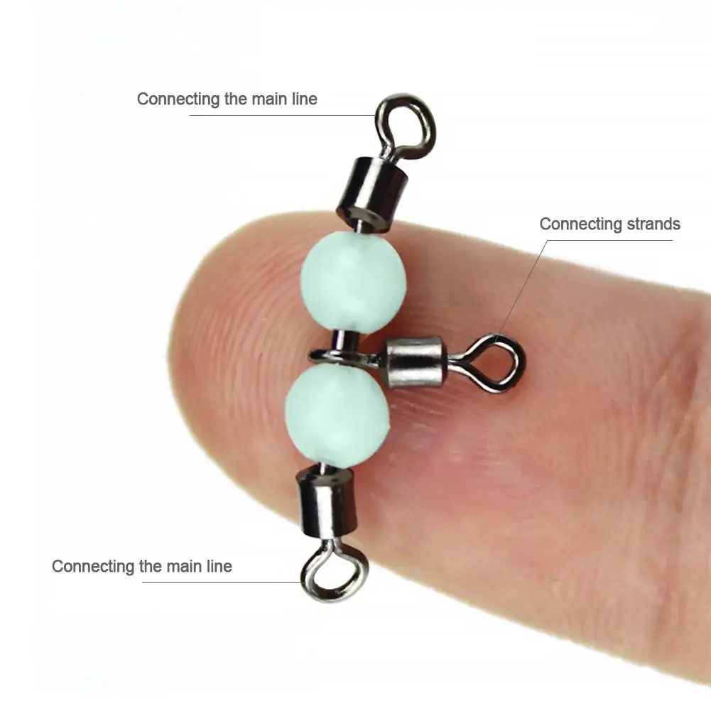 

T-shape Cross-Line Connector 3-Way Rolling Swivels Hook Connector Luminous Fishing Lure Trigeminal Swivel Fishing Tackle
