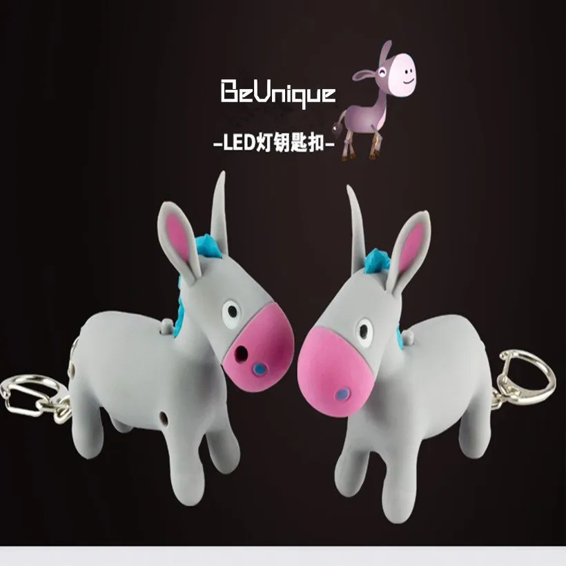 

Cartoon donkey LED Keychain with Flashlight & Sound keyring Emit light Creative child birthday gifts Vocalise Mini Torch Light
