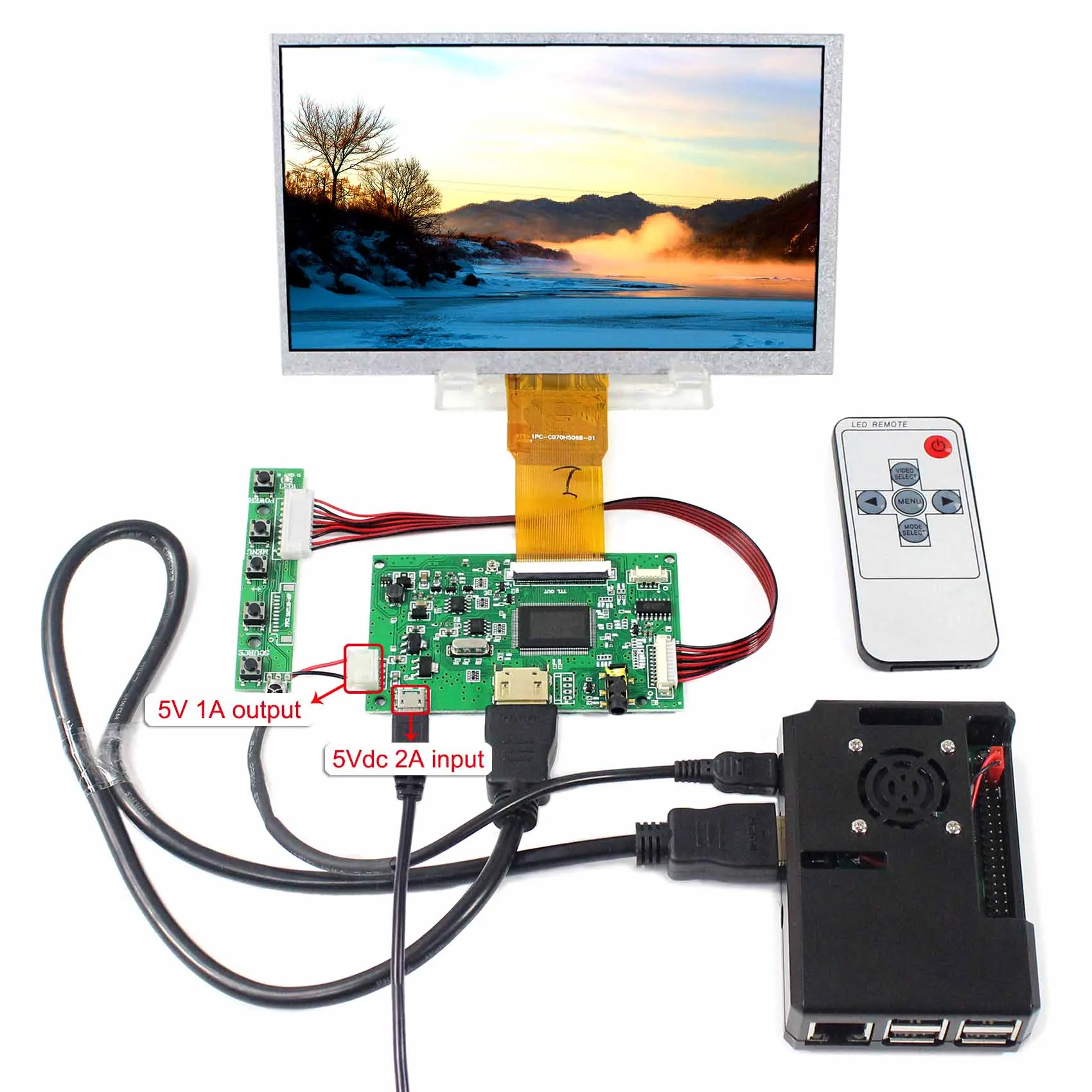 Подходит для Raspberry Pi 7 дюймов 1024X600 ЖК-экран с HDMI Входная контрольная панель