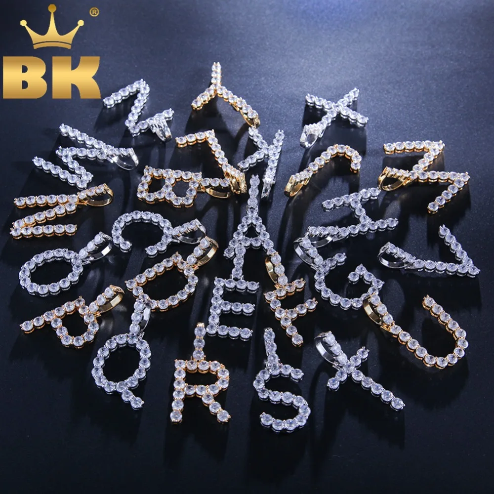 BLING KING 26 Bubble инциальные буквы, кубический цирконий, A-Z кулон с веревкой, Мужская цепочка подвеска, ювелирные изделия